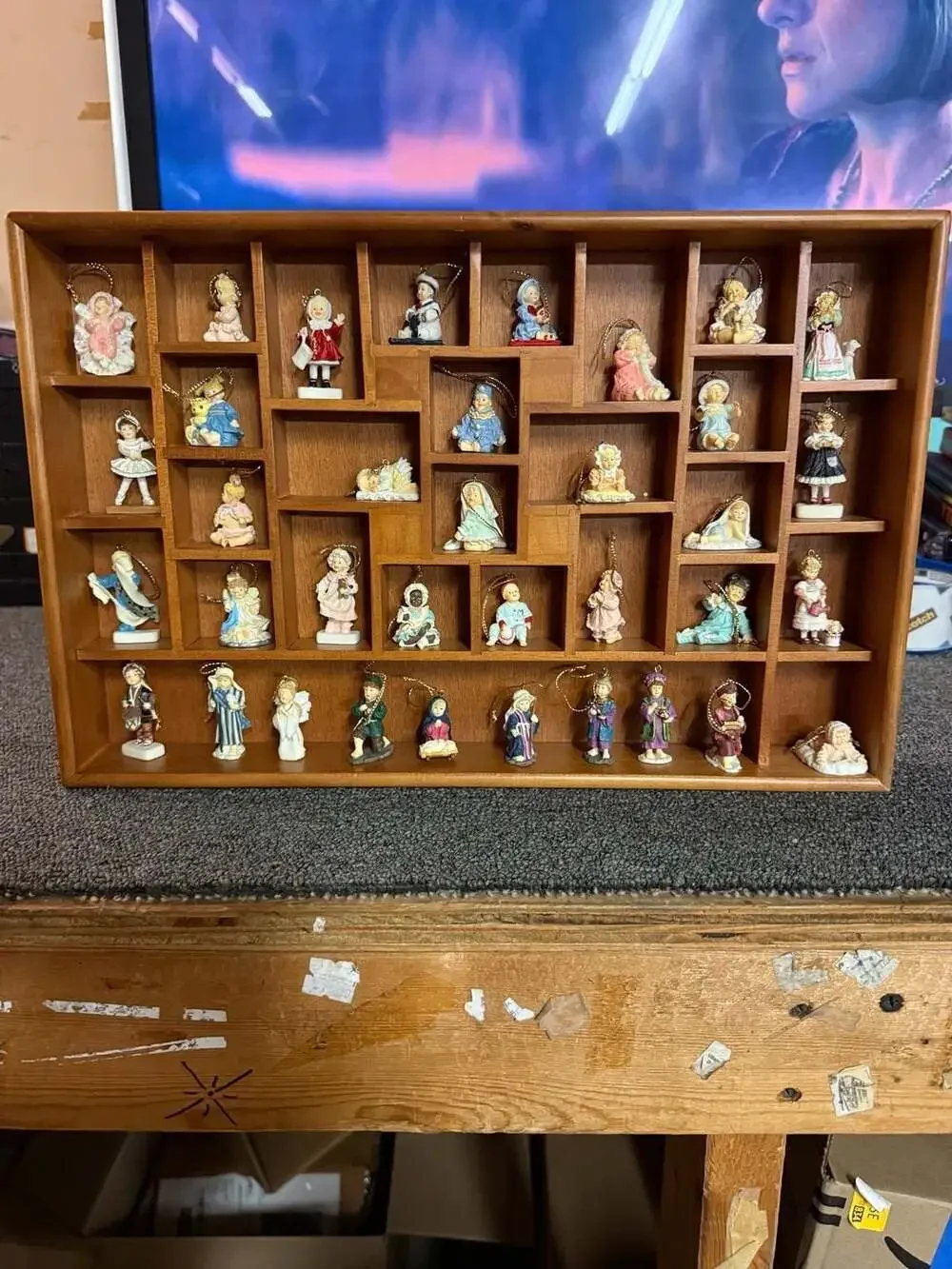 Dept 56 Little Kids Christmas Ornaments Lot of 36 with Wooden Display Case